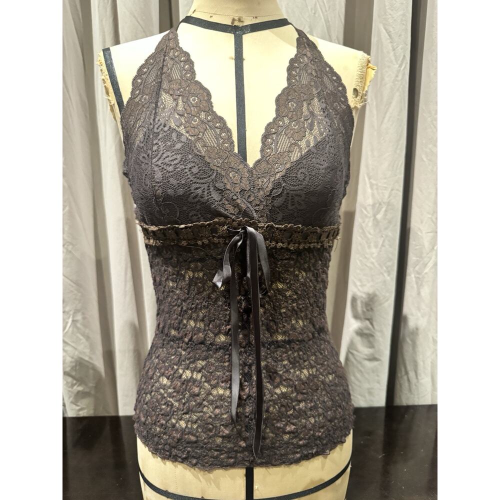 Ann Ferriday Vintage Stock Crossdye Lace Halter Top S